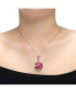 ფოტო #3 პროდუქტის Sterling Silver 18K Rose Gold Plated Multi Color Cubic Zirconia Pendant Necklace