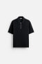 TEXTURED WEAVE POLO SHIRT WITH ZIP