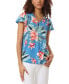 Women's Floral Print V-Neck Flutter-Sleeve Top