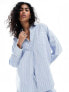 Фото #1 товара 4th & Reckless delphi wide stripe beach shirt co-ord in blue and white