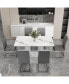 White Marble Dining Table Set with 6 High Back Chairs