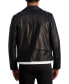 Men's Slim Fit Studded Leather Asymmetrical Zip Front Biker Jacket