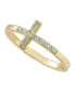 ფოტო #2 პროდუქტის Cubic Zirconia Sideways Cross Ring in Gold Over Sterling Silver