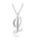 Фото #1 товара ABC Cubic Zirconia Pave CZ Cursive Script Letter Alphabet Initial Pendant Necklace For Women .925 Sterling Silver