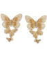 Фото #1 товара Gold-Tone Pavé Butterfly Statement Earrings