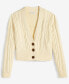 ფოტო #5 პროდუქტის Women's Cropped V-Neck Cable-Knit Cardigan, Created for Macy's