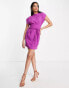 Closet London belted tie waist mini dress in purple