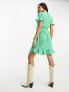 Фото #2 товара Vero Moda wrap mini dress in bright green spot print