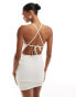 Фото #2 товара Pull&Bear textured backless strappy cami mini dress in white