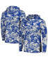 Men's Royal Kentucky Wildcats PFG Terminal Tackle Omni-Shade Rippled Long Sleeve Hooded T-shirt