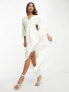 Y.A.S Bridal jacquard wrap midi dress in antique white