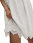 Topshop channelled mini oversized dress with broderie trim in white