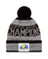 Фото #1 товара Men's Heathered Gray, Black Los Angeles Rams Super Bowl LVI Champions Parade Cuffed Pom Knit Hat