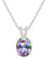 ფოტო #1 პროდუქტის Mystic Topaz (3-5/8 ct. t.w.) & Diamond Accent Oval 18" Pendant Necklace in Sterling Silver (Also in Pink Topaz)