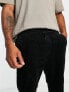 ONLY & SONS elasticated waist tapered cropped cord trousers in black