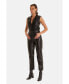 ფოტო #2 პროდუქტის Women's Leather Fashion Pants, Black