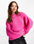 Фото #2 товара Edited balloon sleeve knitted jumper in pink