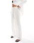 Фото #2 товара Pull&Bear broderie drawstring waist trouser co-ord in white