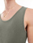 ASOS DESIGN muscle rib vest in khaki