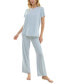 ფოტო #4 პროდუქტის Women's 2-Pc. Ribbed Lettuce-Edge Pajamas Set