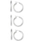 ფოტო #1 პროდუქტის Set of Three Textured Hoop Earrings in 14k Tri-Gold Vermeil and Sterling Silver
