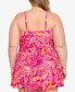 Фото #2 товара Swim Solutions Women Plus Printed Tummy-Control Bow-Front Swimdress Size 16W
