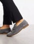 schuh – Rich – Loafer aus grauem Wildleder mit Bommel