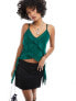 ONLY sheer frill cami top in emerald green Зеленый, L - фото #1