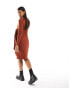 Mamalicious Maternity mini dress with wrap skirt detail in brick Ziegelsteinrot, XS - фото #3