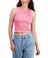 ფოტო #1 პროდუქტის Juniors' Seamless Crewneck Ribbed Tank