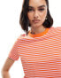 Mango round neck oversized t-shirt in red stripe