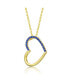 Kids' 14k Gold Plated with Sapphire blue Cubic Zirconia Heart Pendant Necklace