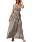 Women's Leopard Print Knotted V-Neck Maxi Beach Dress