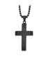 Brushed Black IP-plated Cross Pendant Ball Chain Necklace