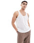 Фото #1 товара ASOS DESIGN relaxed neck vest in sheer zig zag in white