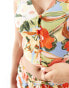 Nobody's Child Petite Harlow button crop top co-ord in floral print Orangegrünes Blumenmuster, 40 - фото #3