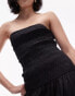 Topshop shirring bandeau maxi dress in black Черный, L - EU 44 - фото #3