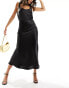 Kaiia satin maxi skirt in black