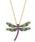 Фото #1 товара Multi-Gemstone (1-7/8 ct. t.w.) & Diamond (1/3 ct. t.w.) Dragonfly Pendant Necklace in 14k Gold, 18" + 2" extender