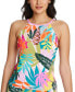 Bleu by Rod Beattie Wild at Heart High-Neck Tankini Top Swimwear Multi Size 4 - фото #1