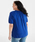 Фото #4 товара Plus Size Embroidered Split-Neck Puff-Sleeve Top, Created for Macy's