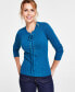 Фото #1 товара Women's Lace-Up Ribbed Sweater, Created for Macy's