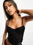 ASOS DESIGN cami lace longline corset top in black