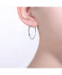 Rhodium-Plated with Cubic Zirconia 3-Stone C-Hoop Earrings in Sterling Silver