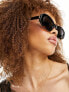 ASOS DESIGN chunky oval sunglasses in black to tort fade