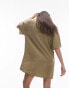 Фото #4 товара Topshop button down mini shirt dress in khaki