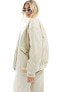 Vero Moda Petite leather look bomber jacket in stone