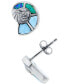 ფოტო #4 პროდუქტის Lab-Grown Blue Opal & Larimar Shell Stud Earrings in Sterling Silver