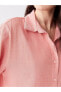Düz Oversize Keten Karışımlı Kadın Gömlek