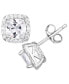 ფოტო #1 პროდუქტის Cubic Zirconia Cushion Halo Stud Earrings in Silver Plate